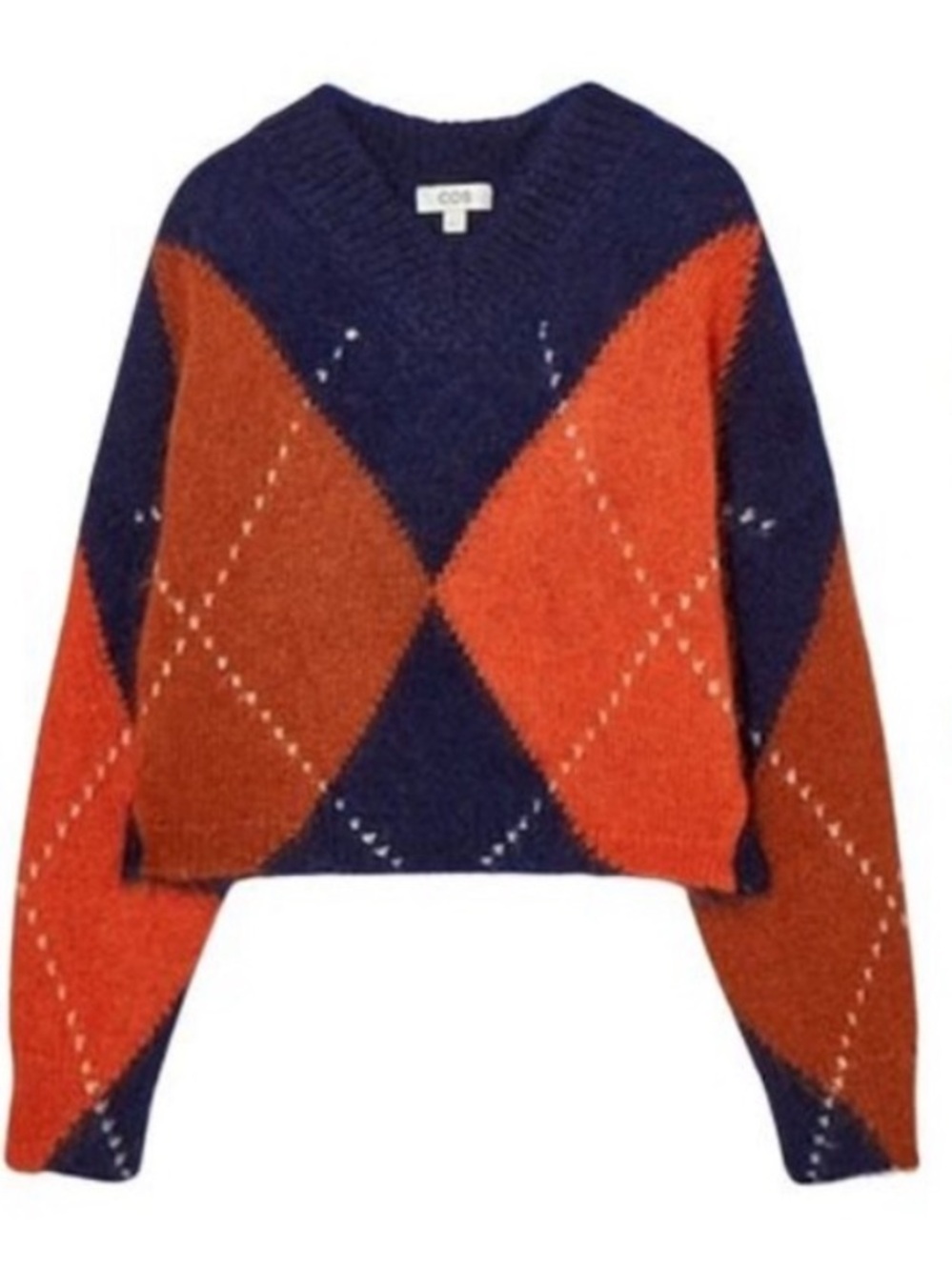 Cos Women's Cropped Argyle Mohair and Wool Sweater XS